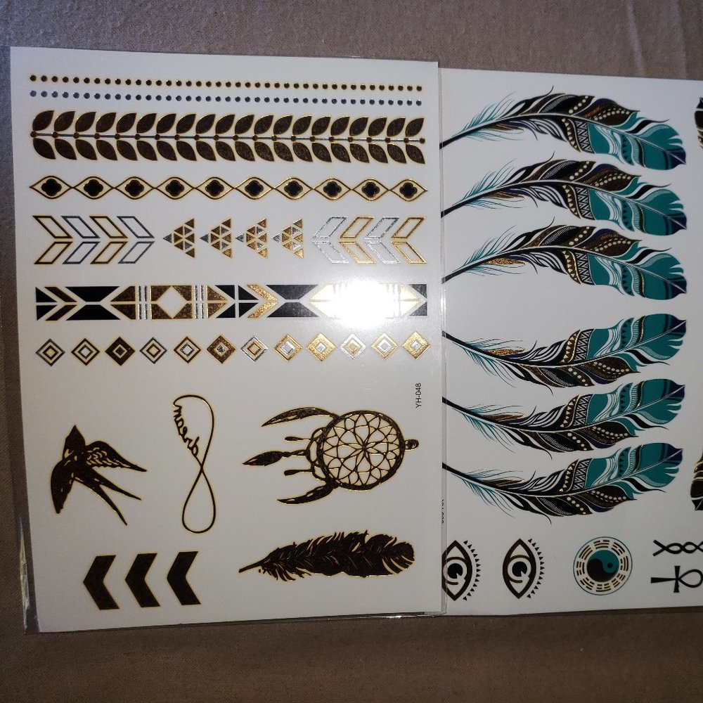 3 sheets Golden Silver Temporary Tattoo - Picture 5 of 12